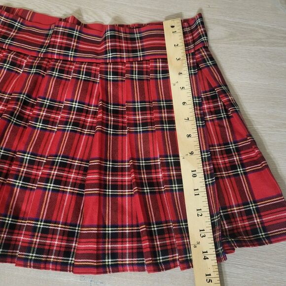 MICRO MINI Cheeky Skirt Tartan Plaid Pleated Fall Plus Sz 2 2X 40 In Waist - Picture 3 of 8